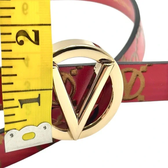 Valentino Baby Monogram Red Leather Belt Size M display picture 1